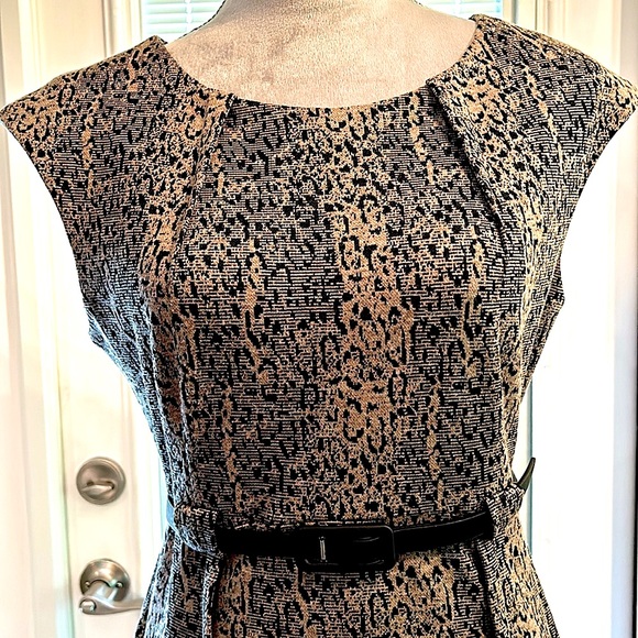 Connected Apparel Belted Dress - Size 8 - Invisible Zipper - Leopard Print - Picture 2 of 8